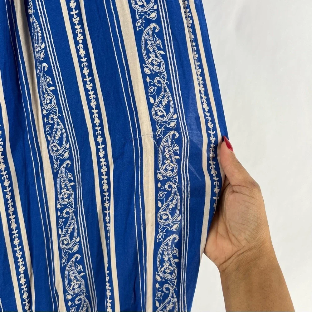 Free People After The Storm‎ Maxi Dress Button Front Paisley 3/4 Sleeve Boho